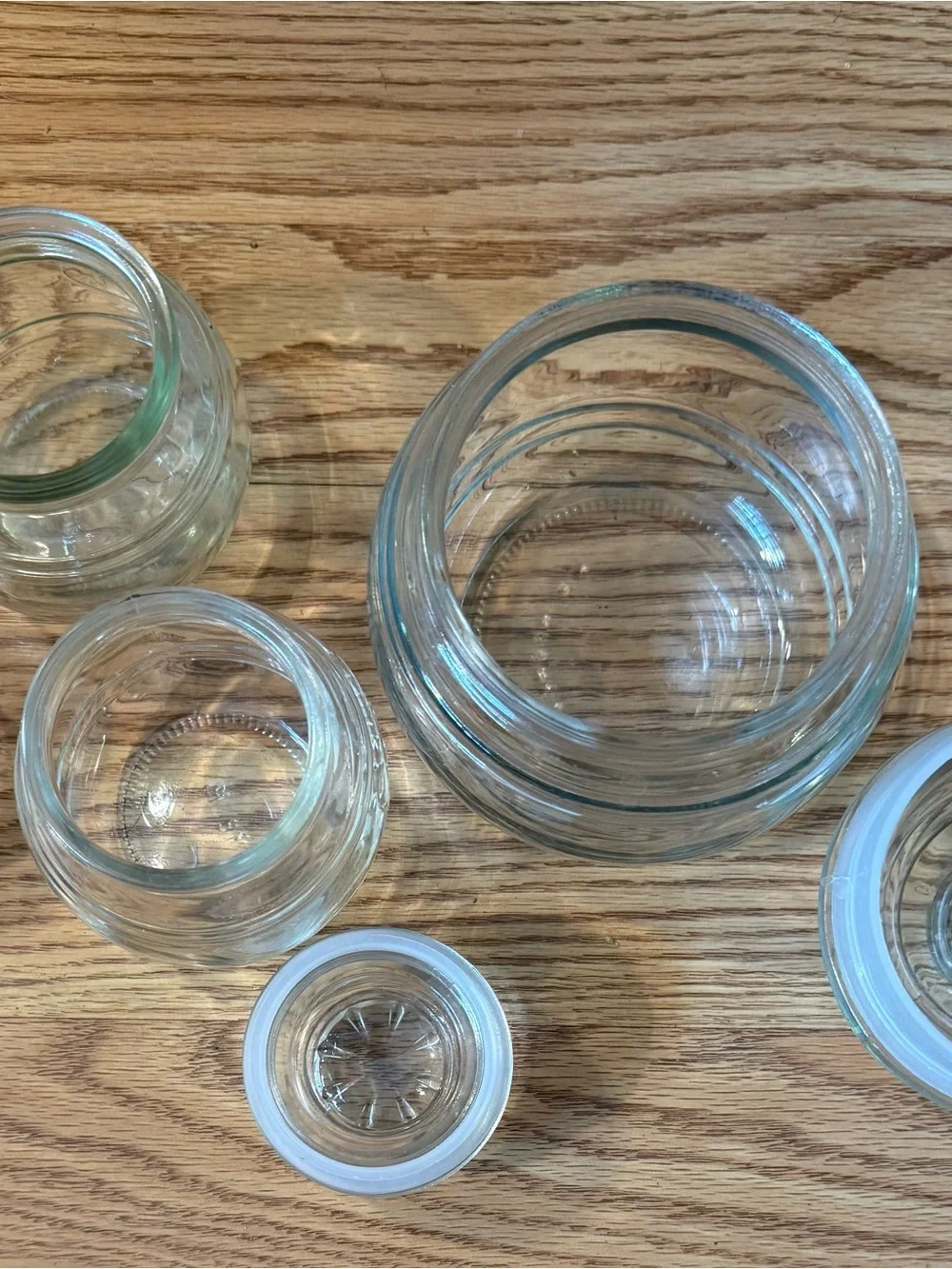 1 Lrg KIG Indonesia clear glass jar featuring a star on lid, 2 other off brand